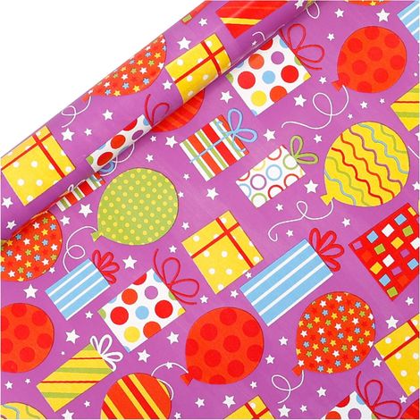 Wrapping Paper - 43 x 300 cm - Birthday Gift Wrap - Cartoon Design - 6 pcs (1/5)