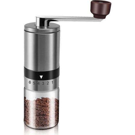 Manuelle Kaffeemühle – Handkaffeemühle mit Keramikgraten, 6 einstellbare Einstellungen – tragbare Hand-C (1/5)