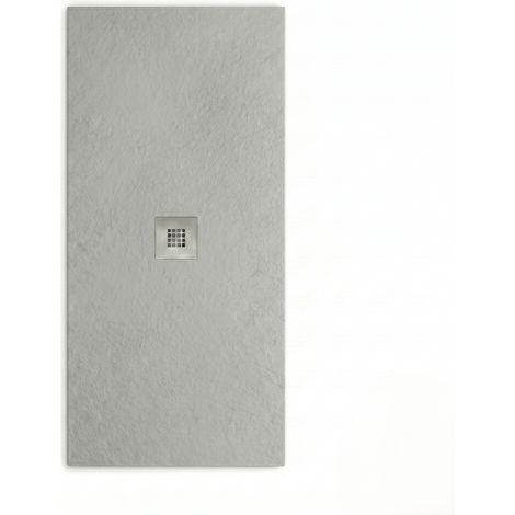 Mineralguss-Duschwanne extra flach WATERLOO Schieferoptik GRAU 120x120cm