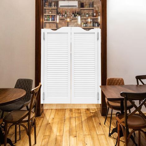 Puertas batientes prefabricadas para interiores, puertas batientes de madera de pino de 3,5 cm de grosor, puertas saloon con bisagras, puerta con persianas y juntas sólidas, puertas interiores de made (1/5)