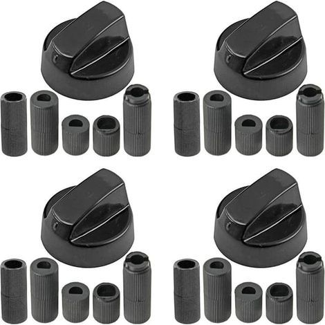 (Lot de 4) Boutons de commande noirs universels pour toutes les marques de fours, cuisinières et plaques de cuisson (1/4)