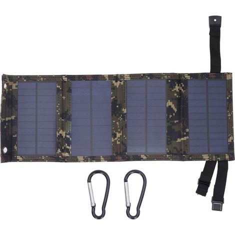 Kit de chargeur de panneau solaire pliable Portable 10W 5V, panneau pliable IP65 pour Camping randonnée Camouflage (1/5)