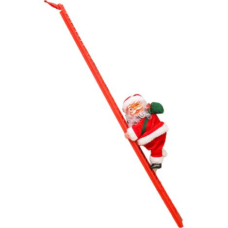 Échelle électrique d'escalade Père Noël à piles, chante et danse, monte et descend, poupée Père Noël, décoration de centre commercial, échelle rouge (1/5)
