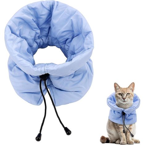 Collier de convalescence pour chat, collerette souple et ajustable, collier de protection du cou pour chat après une intervention chirurgicale (taille M - tour de cou 20-35 cm). (1/5)
