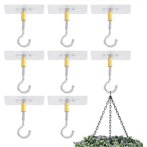 Crochets adhésifs pour plafond, lot de 8, crochets de suspension pour plafond, crochets à œillet -- (1/5)