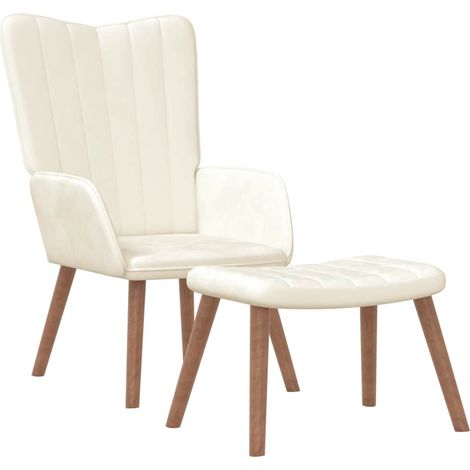 Maison Exclusive - Relaxsessel mit Hocker Cremeweiß Samt