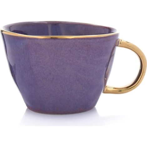 300 ml lila-goldener Steingutbecher mit reaktiver Glasur Siren duka (1/5)