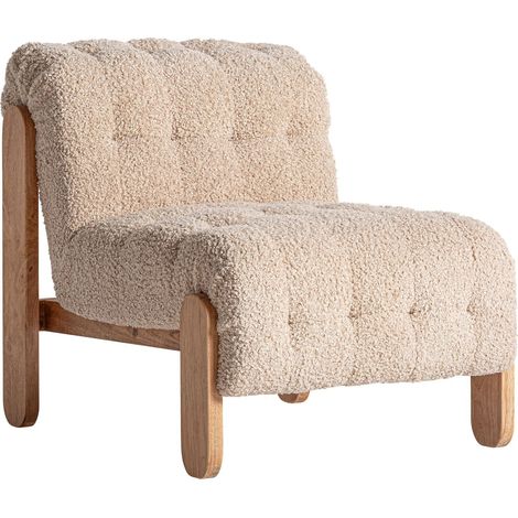 Fauteuil colonial beige en polyester et acier style élégant - Beige doux et naturel (1/5)
