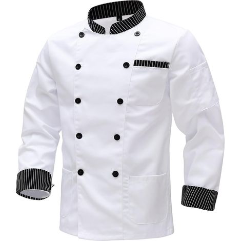 Men's Chef Jacket Long Sleeve Chef Jacket Chef Uniform Work Uniform for Kitchen, Hotel, Restaurant (1/5)