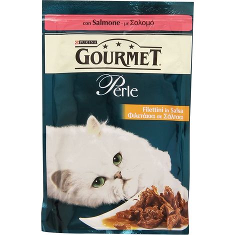gourmet perle - alimento umido per gatto, filettini in salsa con salmone. (1/5)