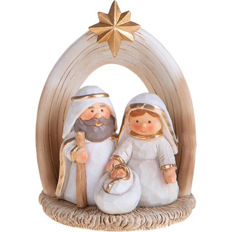 Mini natività color crema e oro decorazione natalizia da 9 x 10 cm -Albero (1/5)