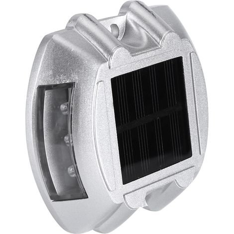 Lampe solaire aluminium moulé étanche 6 LED rouge, projecteur extérieur pour allée, chemin et route, éclairage paysager imperméable (1/3)