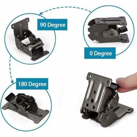 0-90-180 Degrés Charnière Pliante Autobloquante le Panneau D'extension de Table Rabattable Support Pliable Raccords pour Établi Pliant en Fer avec Bronze Foncé Paquet de 4 (1/3)