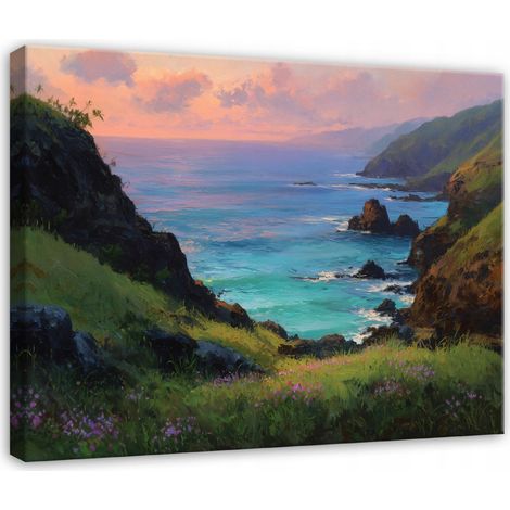 Tableau sur toile paysage océanique et nature – Décoration murale pour salon et chambre – 40 x 30 (1/5)