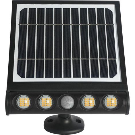 Applique solaire LED 8W 4000K avec détecteur de mouvement noire IP65 Eko-Light TALENT
