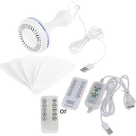 Ventilateur de camping télécommandé pour tente ou lit, 4 vitesses, minuterie 12 heures, port USB, ventilateur de plafond (1/5)