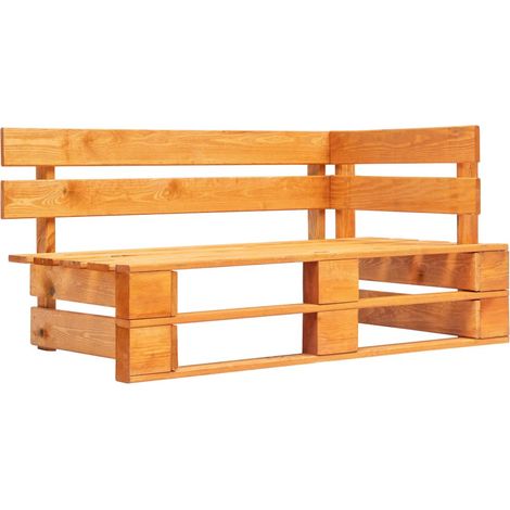 Banc de jardin meuble de patio d'extérieur terrasse palette d'angle de jardin 110 x 65 x 55 cm bois marron miel (1/5)
