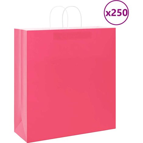 vidaXL Sacs en papier 250 pcs avec poignées rose 45x17x48 cm
