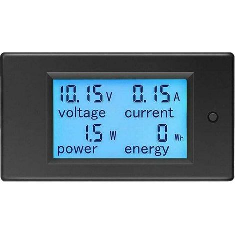 Voltmètre-ampèremètre numérique LCD 12 V CC 6,5-100 V 20 A, mesure de tension et de courant, wattmètre, testeur d'énergie.