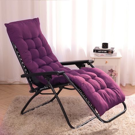 Sun Lounger Cushion Pad Garden In/Outdoor Recliner Chair Seat Pads,Purple (1/5)