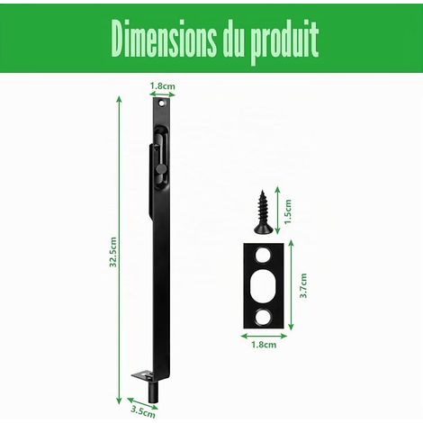 Verrou De Porte Boulon Affleurant, Levier de Levier de Porte Affleurant Coulissant Invisible, Bord à Double Sécurité D'Ouverture, Pour Porte, Terrasse, En Bois, Serrure FrançAise (32.5CM-Noir) (1/4)
