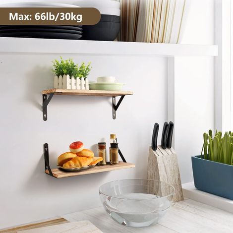 Set di 2 mensole da parete in legno - Profondità: 15 cm - Lunghezza: 42,5 cm - per soggiorno, camera da letto, bagno, cucina, ufficio (1/4)
