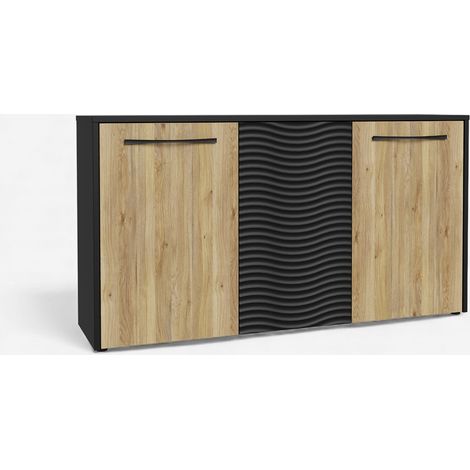 Madia 3 ante in MDF con design a onda 164x88 Karlshamn - Rovere (1/5)