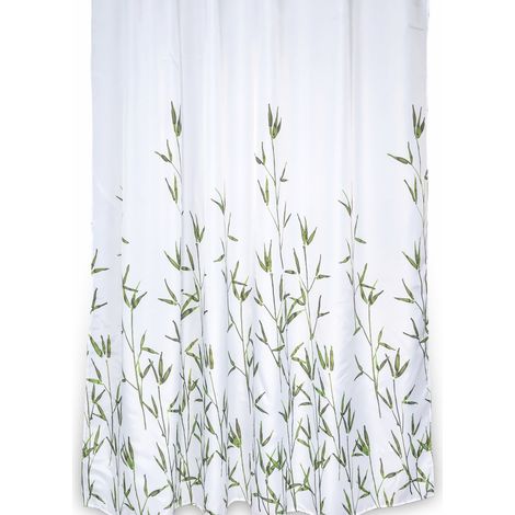 Tenda lavabile doccia vasca in poliestere h 200 foglie verdi con ganci mod. Tahiti 240 cm