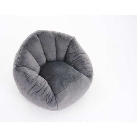Kinder Sitzsack aus weichem Plüsch Grau klein MODENUIT (1/5)