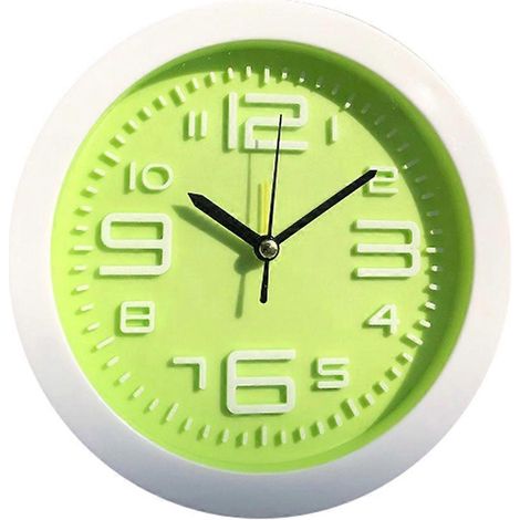 Réveil mignon pour chambre, horloge de chevet ronde, horloge de bureau, verte (1/4)