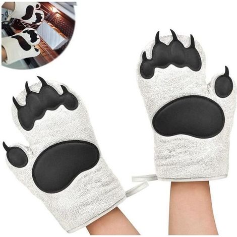 Gants de four - Antidérapants - Silicone - Résistants à la chaleur - Blanc - 16x28 CM (1/4)