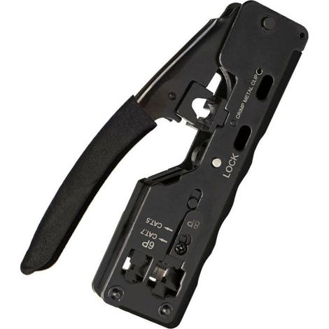 GJ669BK RJ45 Crimpzange, Crimpwerkzeug, Reparaturwerkzeug für CAT7 RJ45 Netzwerkstecker, Schwarz