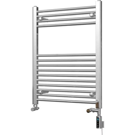 Zennor - Chrome Dual Fuel Towel Rail H800mm x W600mm Thermostatic WIFI - Straight (1/3)