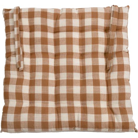 Galette de chaise vichy Marron Brun 40x40 cm