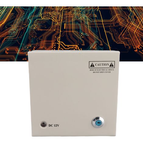 Alimentation CCTV à 4 canaux 12V 5A avec fusible, boîtier métallique, prise secteur et verrouillage, adaptée aux caméras de sécurité, DVR, caméras réseau et caméras CCTV (110V/220V). (1/5)