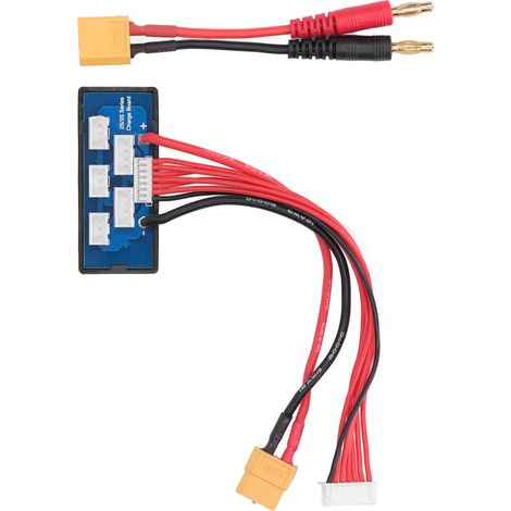 Chargeur équilibreur batterie 2S 3S avec carte parallèle XT60 banane, adaptateur d'extension pour chargeur de précision, pack de 2, noir et rouge, pour modélisme RC. (1/5)