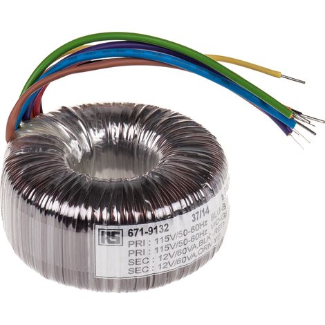Transformateur torique RS PRO 2 sorties, 115 V ac, 230 V ac 2 x 12V c.a., 120VA ( Prix pour 1 )