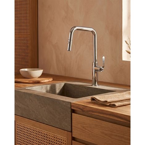 Exagonshop Rubinetto da cucina estraibile Selena cromo