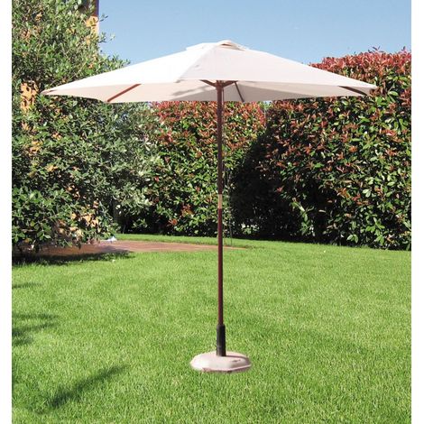 Koem ombrellone tondo struttura in legno e top bianco in poliestere 250 cm da giardino esterno