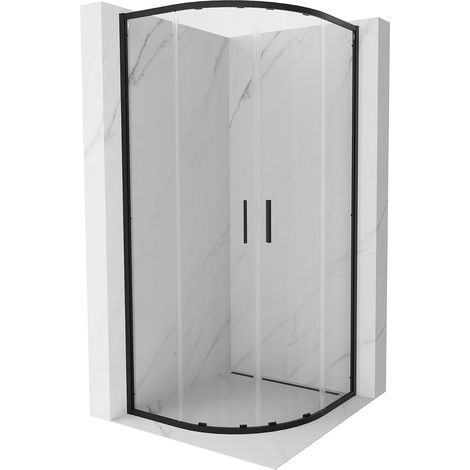 Mexen Exo cabina de ducha semicircular deslizante 100 x 100 cm, transparente, negra - 8132-100-100-70-00 (1/5)