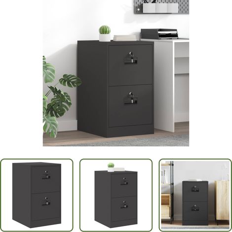Dokumentenschrank - Aktenschrank Schwarz 44 x 50 x 74,5 cm Kaltgewalzter Stahl (1/5)