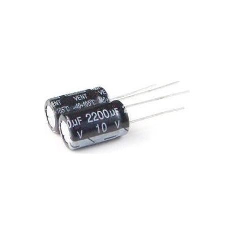 Condensador Electrolitico 2200uF 10Vdc Medidas 10x17mm