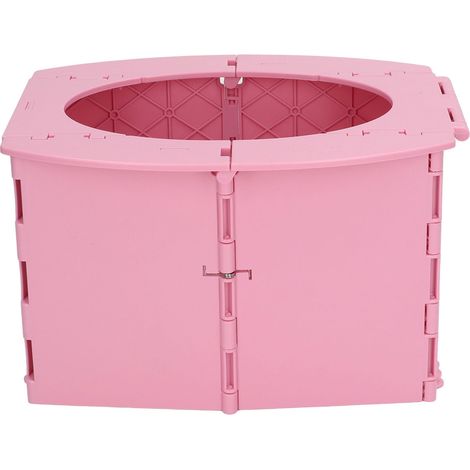 Pot pour tout-petit pliable en PP, portable, rose, idéal pour le camping, les voyages et les longs trajets en voiture. (1/5)