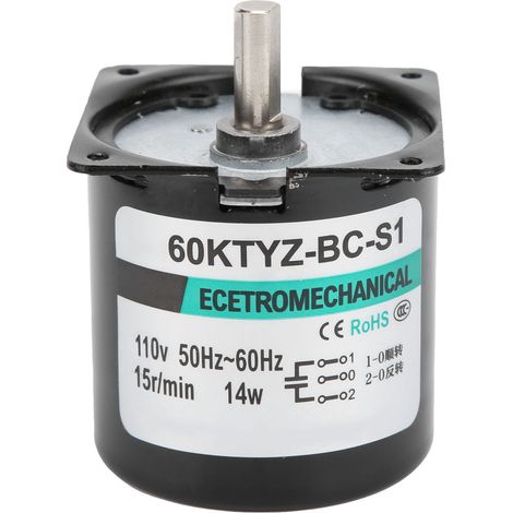 Moteur synchrone AC mini 14W 15tr/min 110V avec engrenage métal lent, aimant permanent, équipement DIY générateur (1/5)