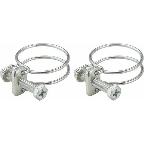2x Collier de serrage double fil en métal zingué Gaine Tuyau Câble Tube Fixation Electroménager Ventilation Serre-joints, 113 - 120mm (1/2)