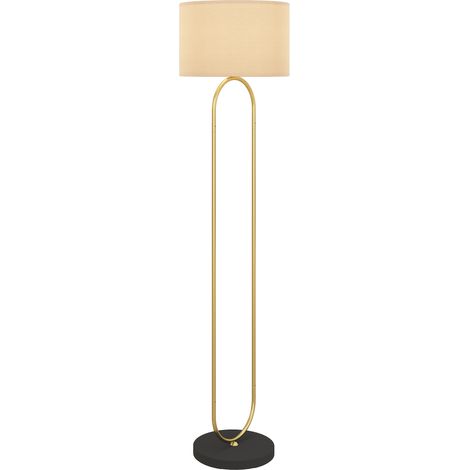 Lampadaire moderne avec abat-jour en lin, douille E27, interrupteur au pied, pour salon et chambre, 156 cm, or et noir