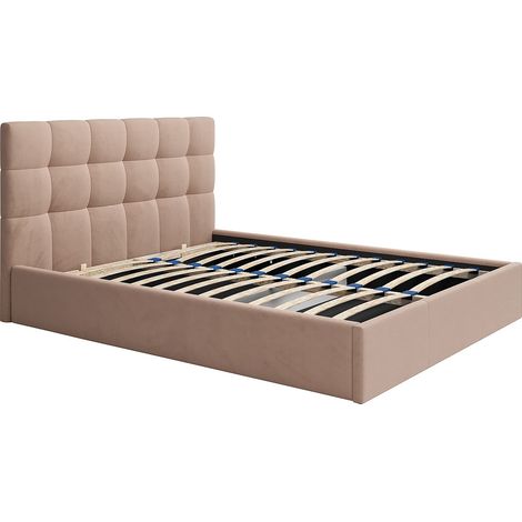 Letto con contenitore 160 x 200 cm Velluto Beige - MIRDAL di PASCAL MORABITO