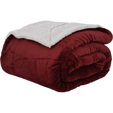 Couverture en laine bordeaux, 130 x 150 cm (1/5)