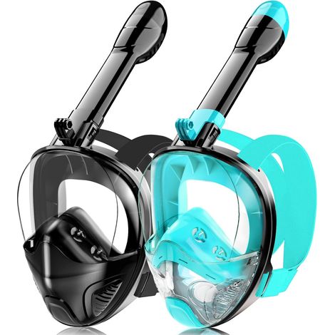 Masque tubulaire respiratoire complet pour adolescents adultes, équipement de plongée en apnée avec support de caméra amovible, vue panoramique à 180 ° (1/5)