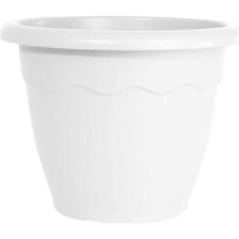 VASO GIARDINO IN PLASTICA CILINDRICO BIANCO PER PIANTE E FIORI Ø 40 cm